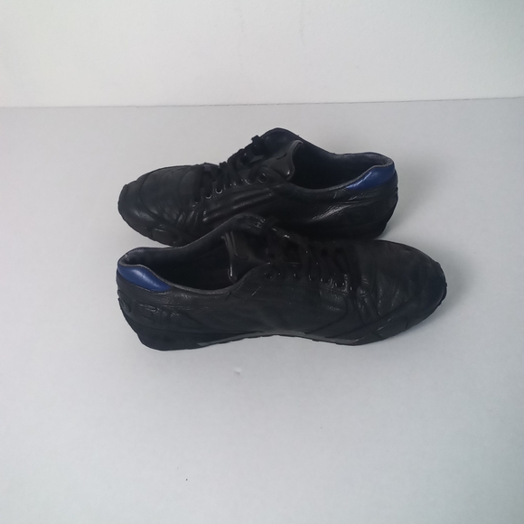 Diesel Rare Take Leather Sneakers Retro Sleek Black Blue Men's Sneakers